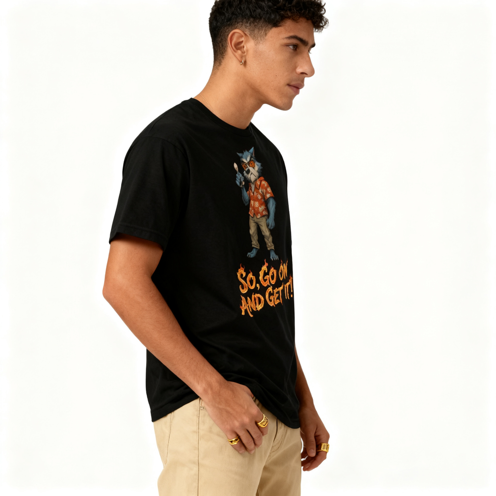 Burning Arrow Wolf Graphic Tee - Men's Premium Cotton Shirt