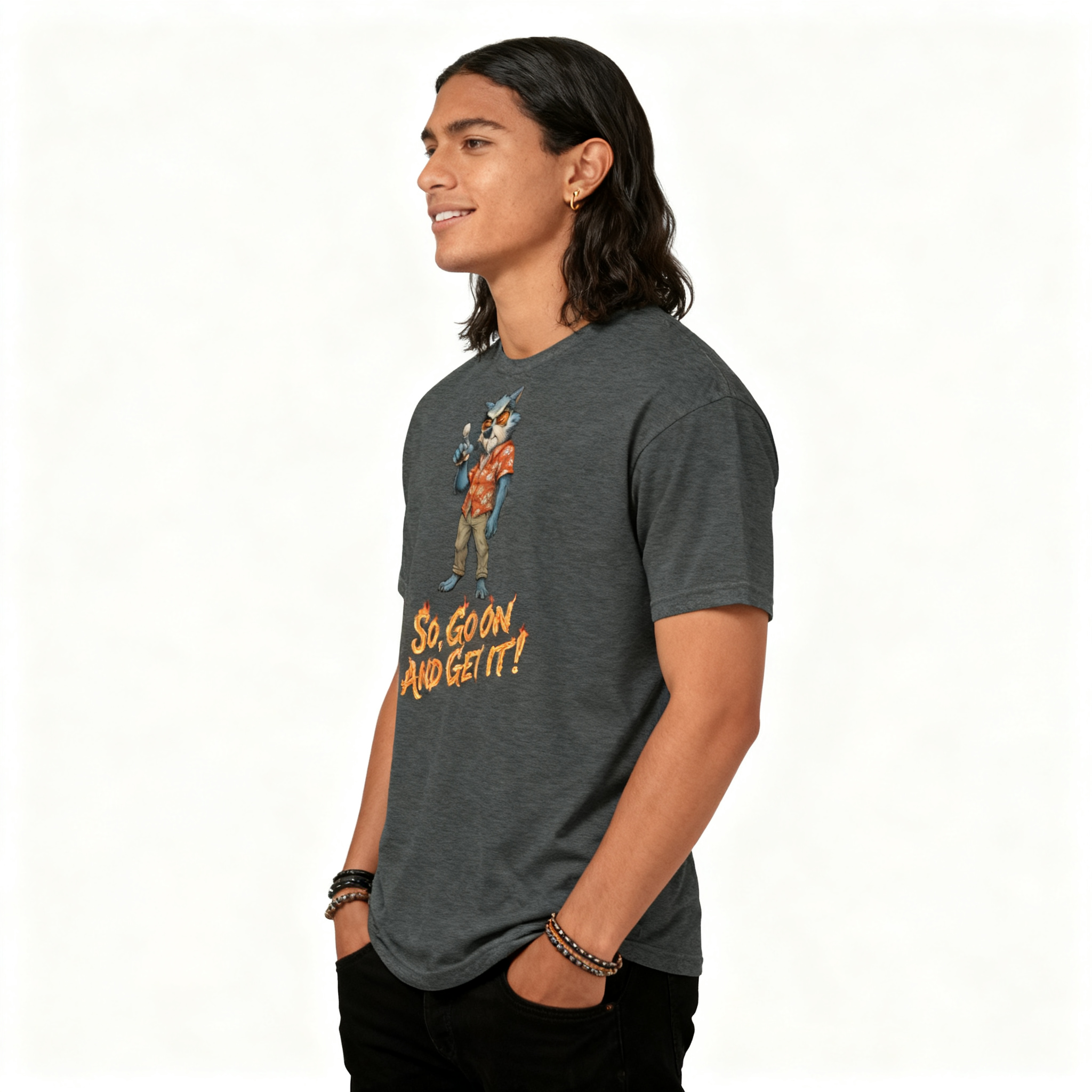 Burning Arrow Wolf Graphic Tee - Men's Premium Cotton Shirt
