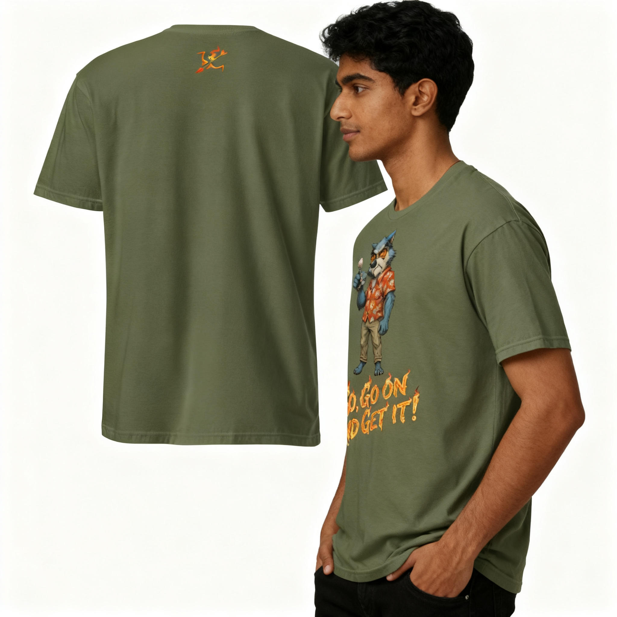 Burning Arrow Wolf Graphic Tee - Men's Premium Cotton Shirt