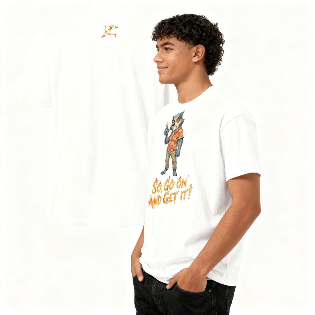 Burning Arrow Wolf Graphic Tee - Men's Premium Cotton Shirt