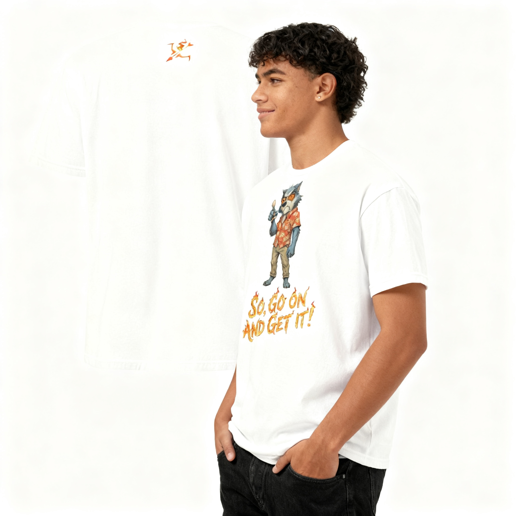 Burning Arrow Wolf Graphic Tee - Men's Premium Cotton Shirt
