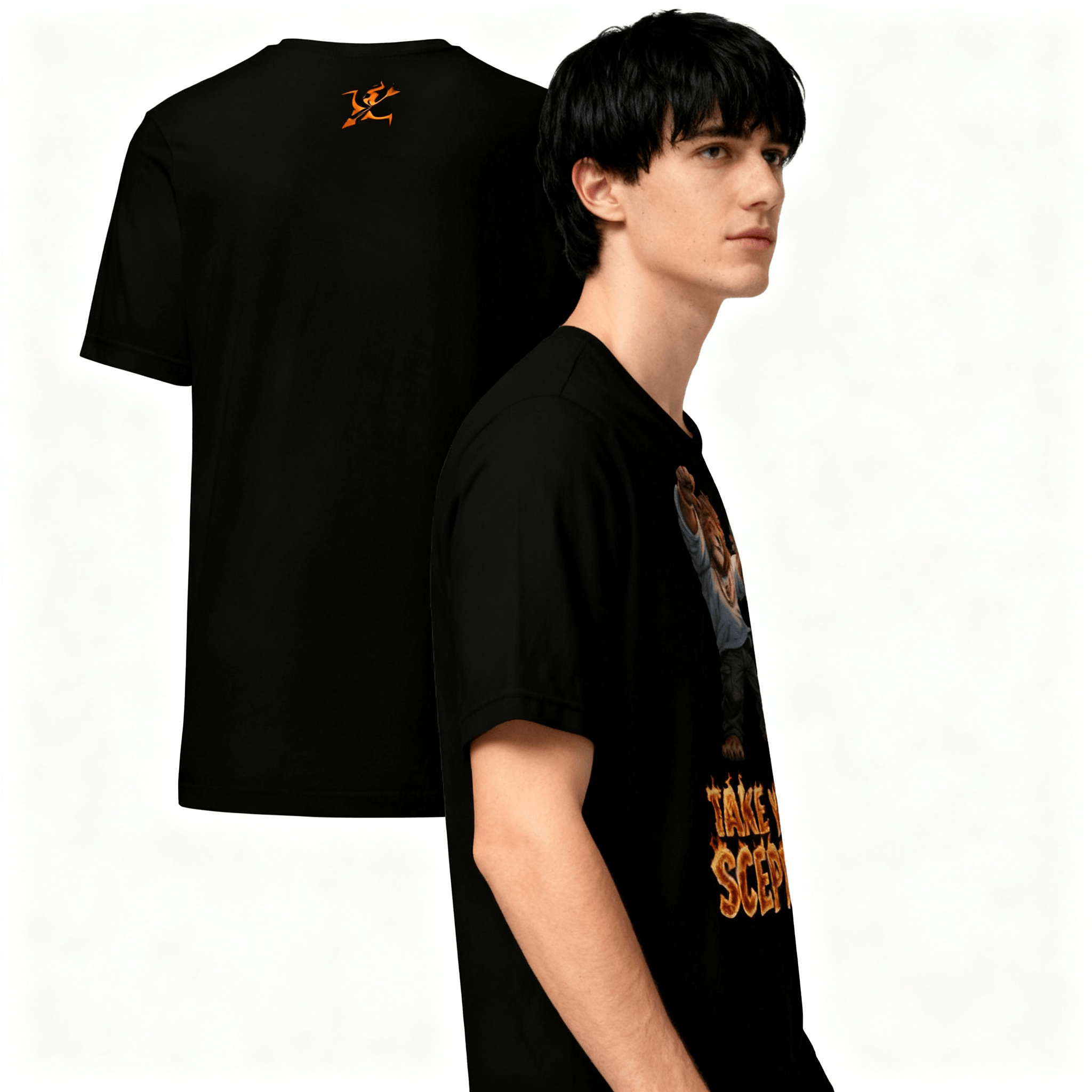 Burning Arrow Lion Graphic Tee - Men's Premium Cotton Shirt