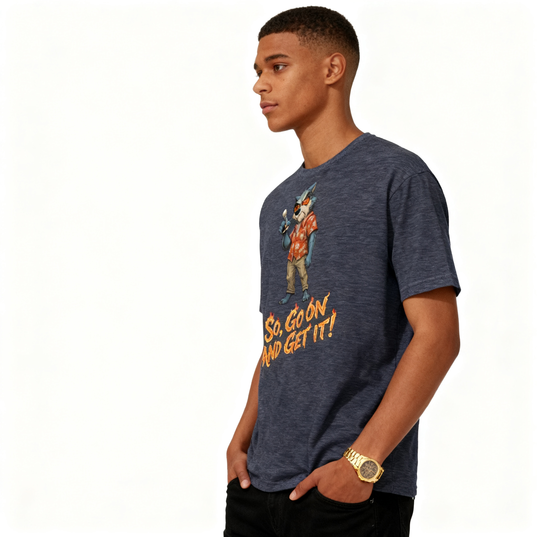 Burning Arrow Wolf Graphic Tee - Men's Premium Cotton Shirt
