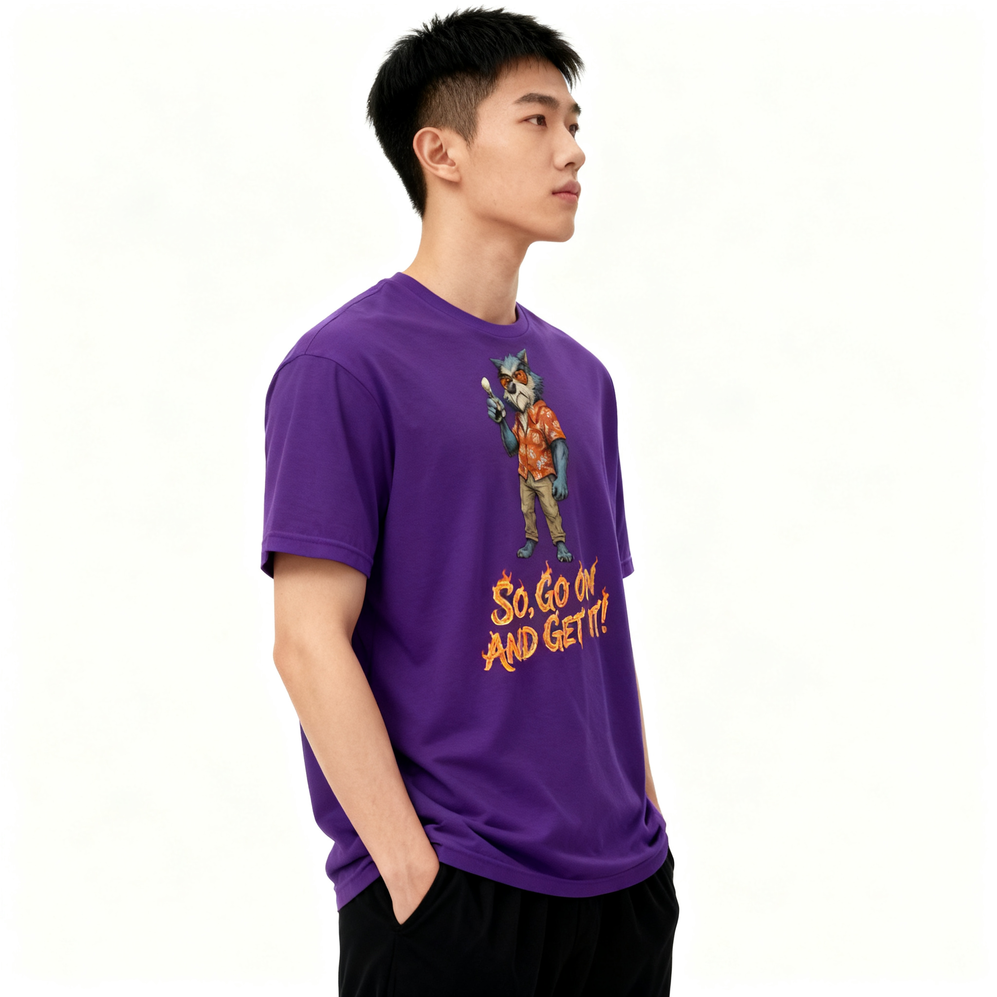 Burning Arrow Wolf Graphic Tee - Men's Premium Cotton Shirt