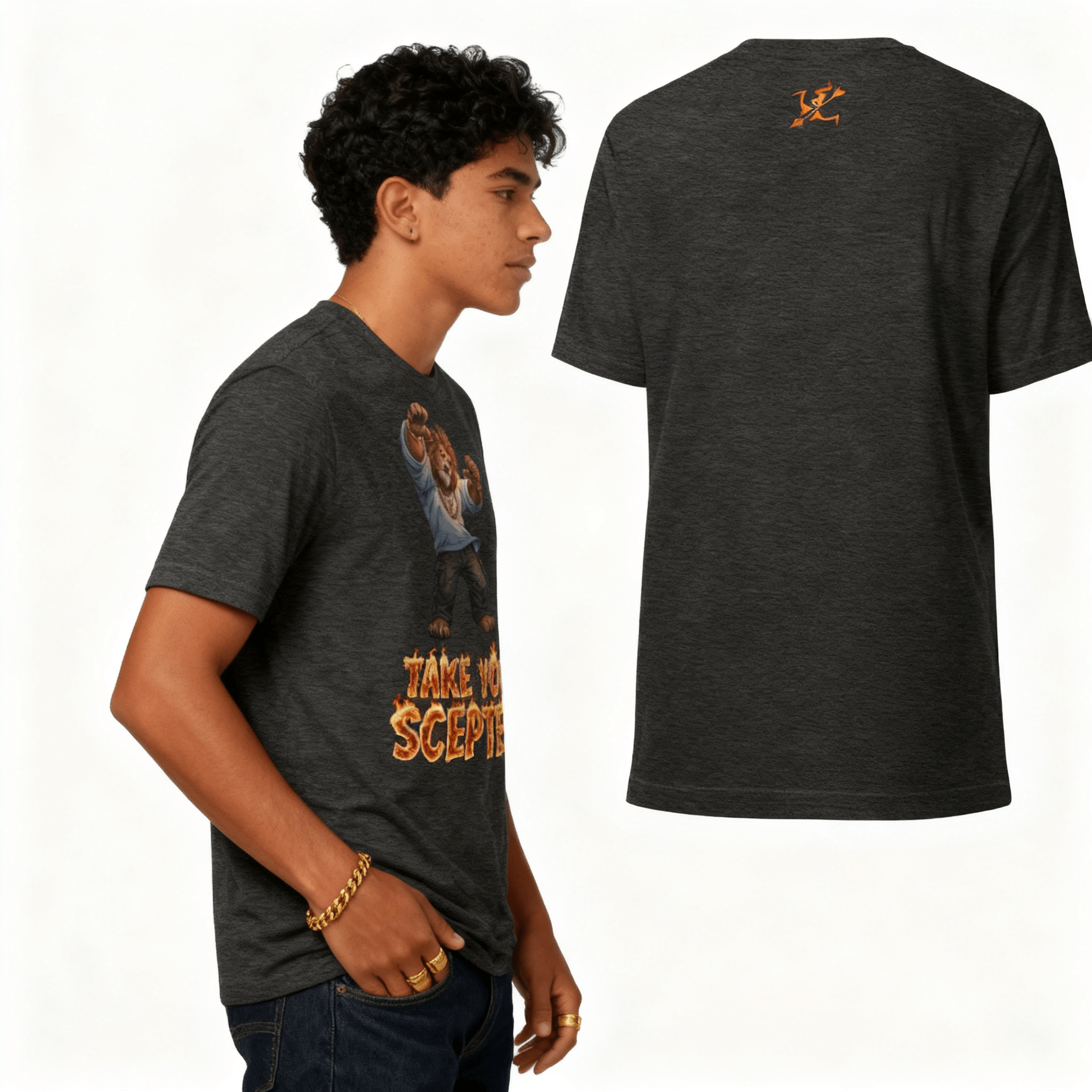 Burning Arrow Lion Graphic Tee - Men's Premium Cotton Shirt